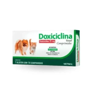 Doxiciclina Antibiótico para Cães e Gatos com 14 Comprimidos de 25 mg