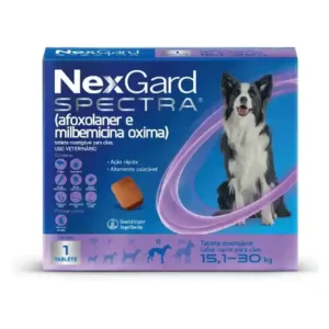 NexGard Spectra Antipulgas, Carrapatos e Vermífugo para Cães de 15,1 a 30kg 1 tablete
