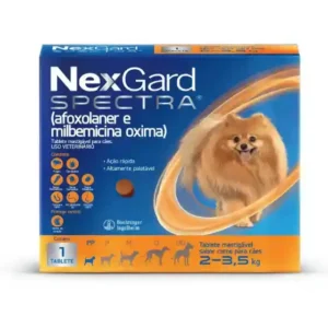 NexGard Spectra Antipulgas, Carrapatos e Vermífugo para Cães de 2 a 3,5kg 1 tablete