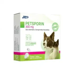 Petsporin 300mg Antibiótico para Cães e Gatos 12 comprimidos