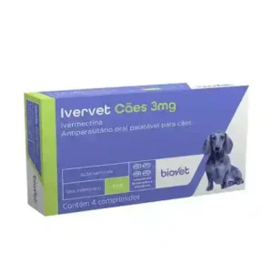 Ivervet Antiparasitário 3 mg 4 comprimidos para cães até 15 kg